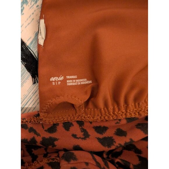 Aerie Small Cheekier Plus Coquine Bottom Triangle Top Brown Cheetah - Picture 4 of 4